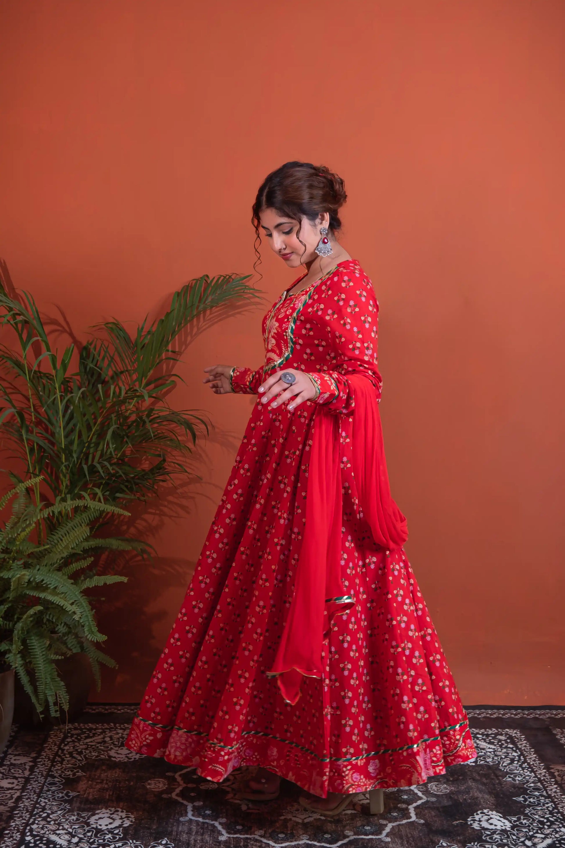 Surkh Gulab Anarkali Cotton Anarkali Set